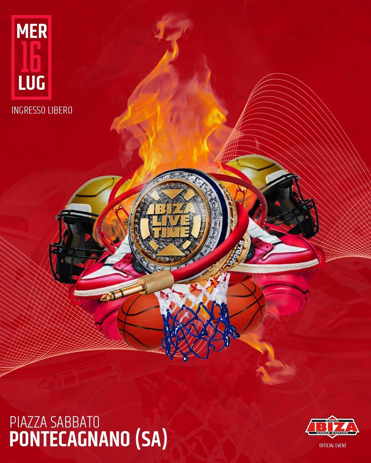 IBIZA LIVE TIME orologio con fiamme e sneakers in composizione dinamica street style