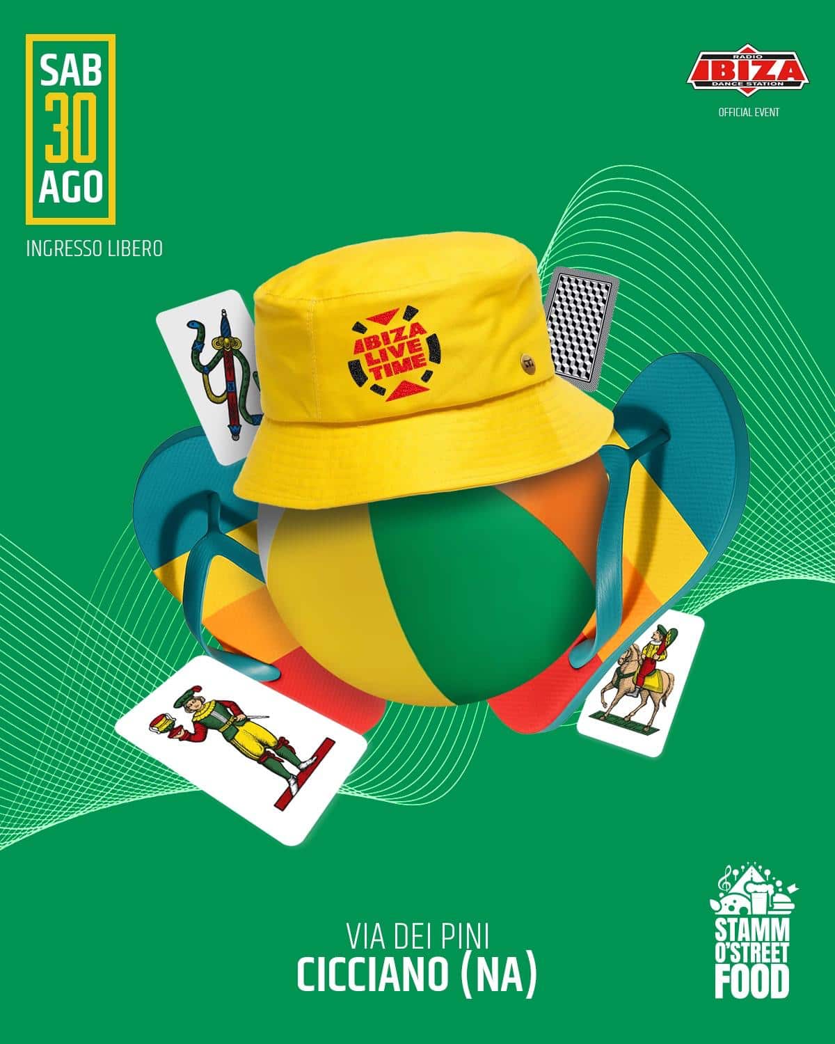 IBIZA LIVE TIME cappello e pallone colorato con elementi estivi e grafica pop