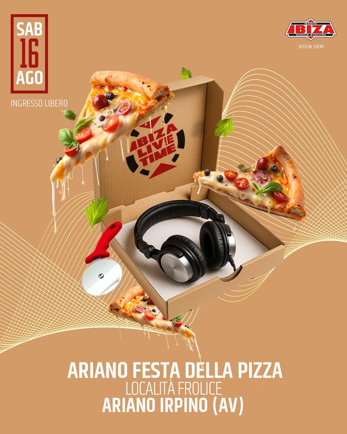 IBIZA LIVE TIME scatola pizza con cuffie e slice in composizione food e musica