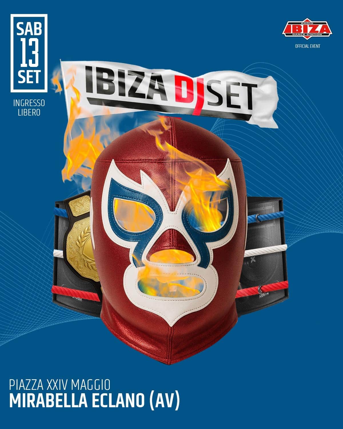 IBIZA LIVE TIME maschera luchador con elementi musicali in stile street art